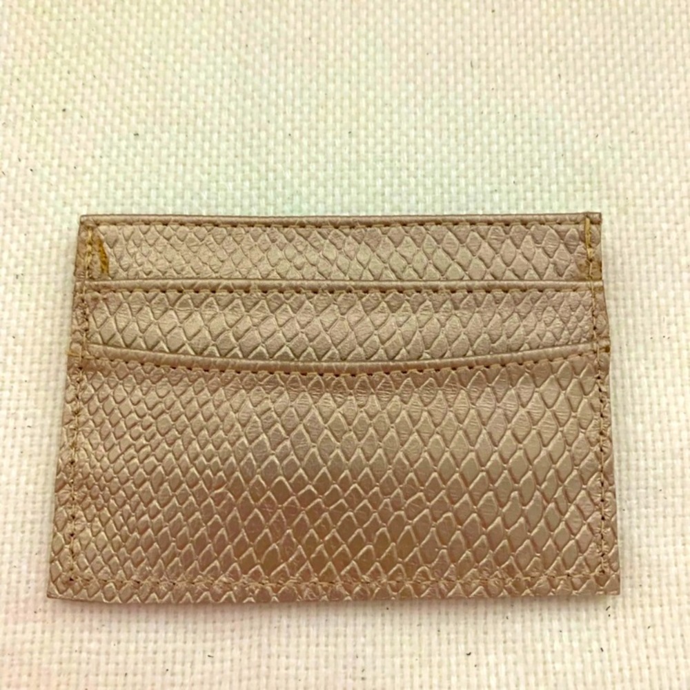 100% Leather Slim Credit Card Holder - Gold